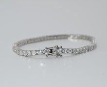 Load image into Gallery viewer, 925 Rhodium Moissanite Tennis Bracelet 3mm 6.6ct
