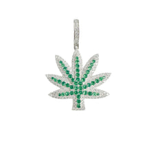 Load image into Gallery viewer, 925 Rhodium Marijuana Leaf Pendant w/ Colored Cz #1
