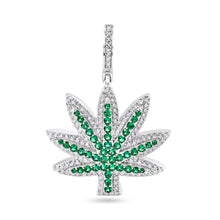 Load image into Gallery viewer, 925 Rhodium Marijuana Leaf Pendant w/ Colored Cz #1
