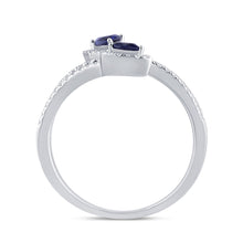 Load image into Gallery viewer, 14KT Pear Shape Diamond &amp; Blue Sapphire Ring #1, 0.62ctw
