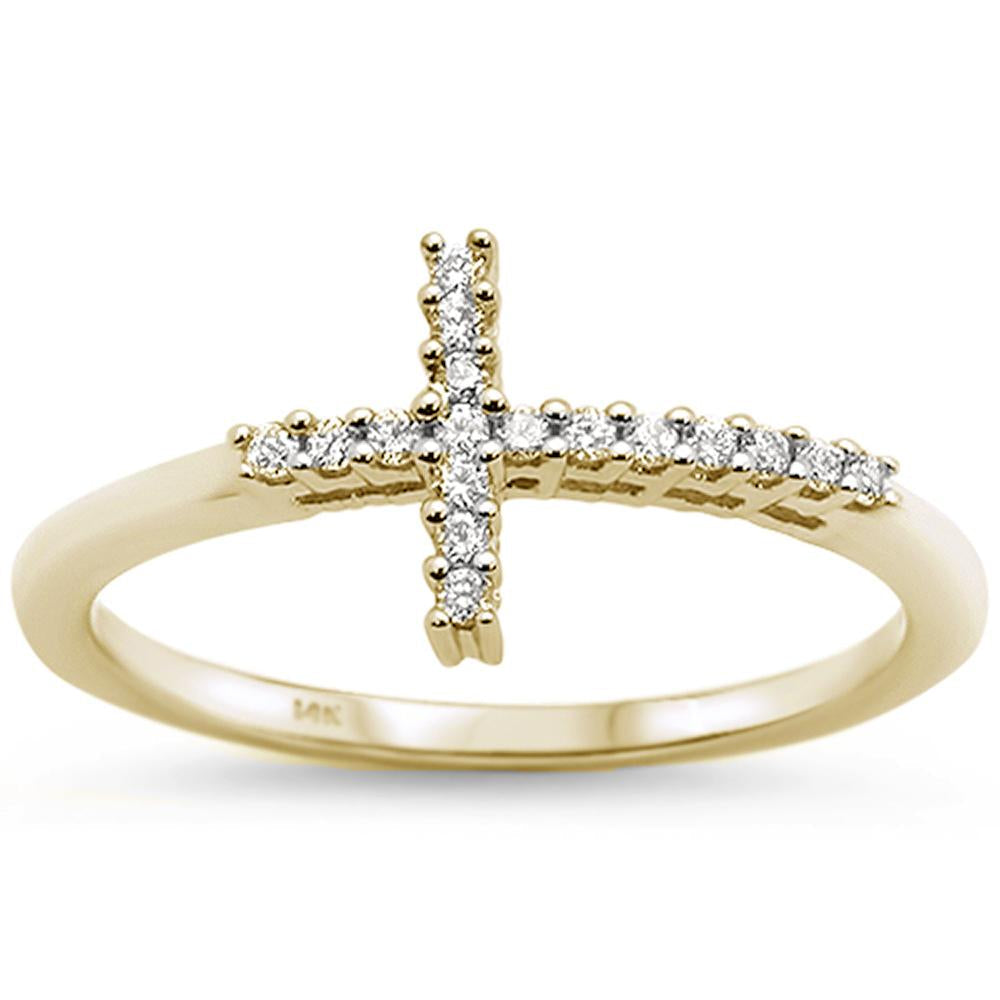 14KT Sideways Cross Diamond Ring 0.12ctw