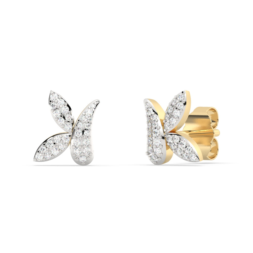 14KY Bunny Style Diamond Earrings #1, 0.18ctw