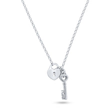 Load image into Gallery viewer, 925 Gold/Rhodium Plated Love Key w/ Heart &amp; Lock
