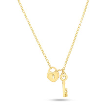 Load image into Gallery viewer, 925 Gold/Rhodium Plated Love Key w/ Heart &amp; Lock
