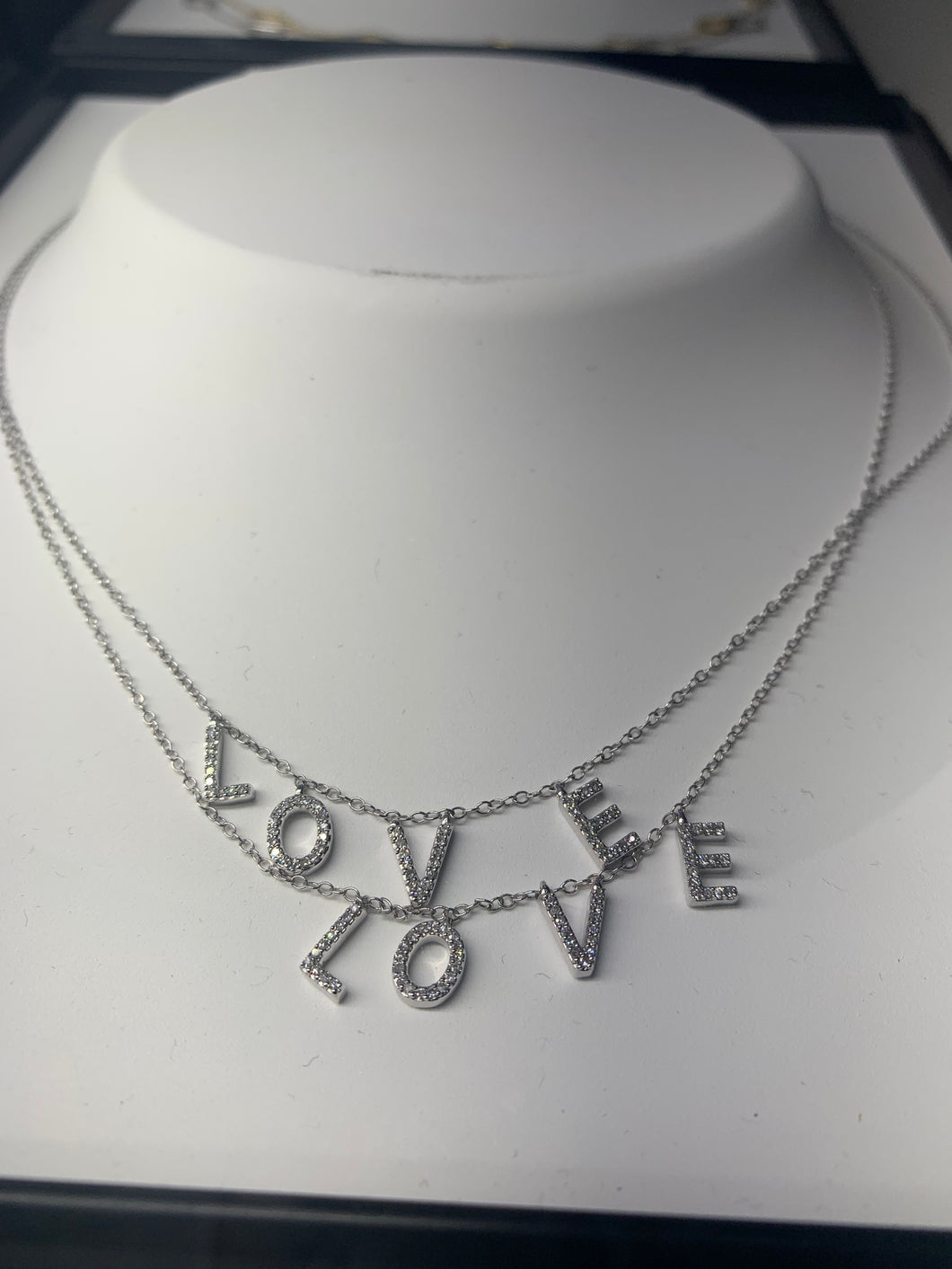 14KT Script Diamond Letters, 'LOVE' Pendant & Chain 18in