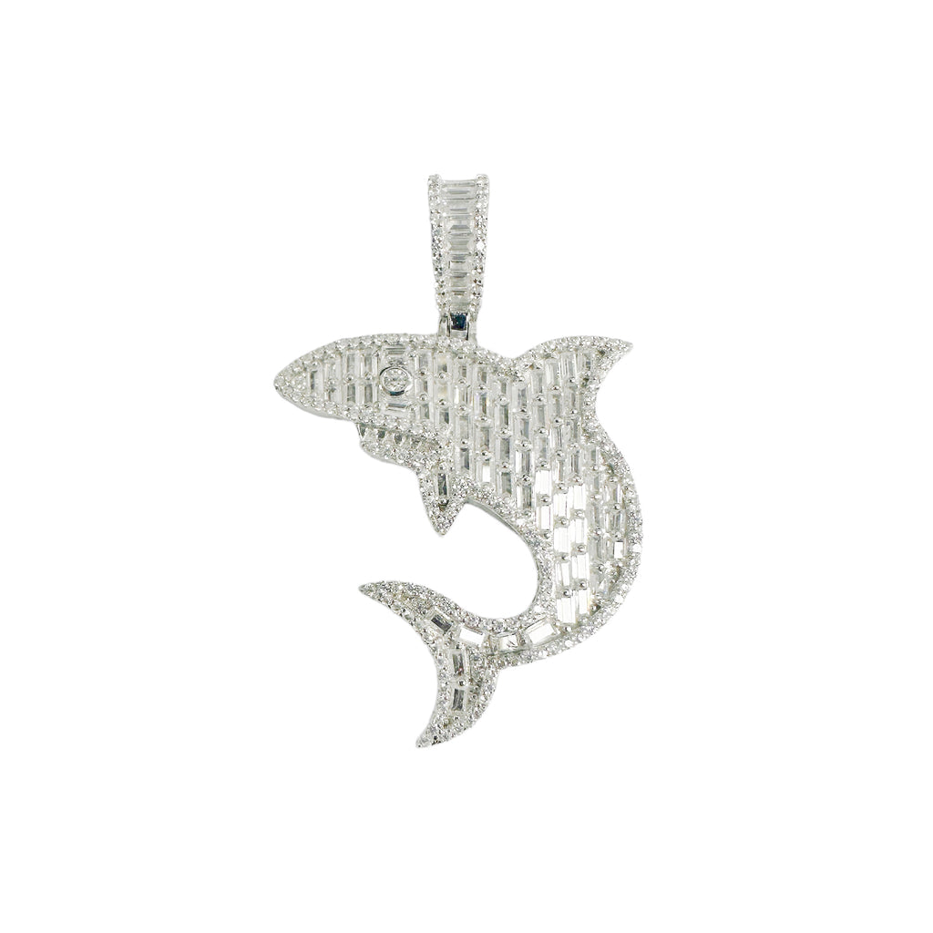 925 Rhodium Plated Shark Round & Baguette Cz