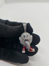 Load image into Gallery viewer, 925 Rhodium Plated &#39;Boo&#39; Pendant w/ Hand Painted Red Enamel
