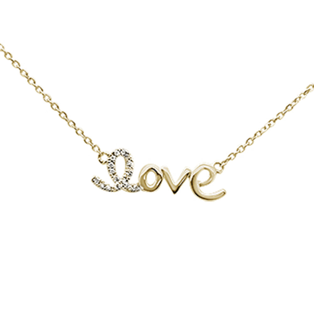 14KT “Love” Heart Diamond Script Pendant 0.06ctw W/ Chain