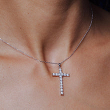 Load image into Gallery viewer, 925 Silver Rhodium Moissanite Necklace Cross Set
