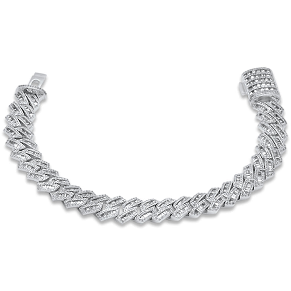 14KT Baguette & Round Diamond Cuban Bracelet 3.02ctw 7mm