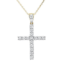 Load image into Gallery viewer, 14KT Micro Pave Cross 1.01 + 14KT Rolo Chain
