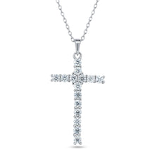 Load image into Gallery viewer, 925 Silver Rhodium Moissanite Necklace Cross Set
