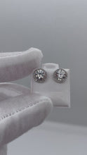 Load and play video in Gallery viewer, 14KT White Gold Diamond &amp; CZ Custom Halo Style Pushback Earrings 0.25ctw
