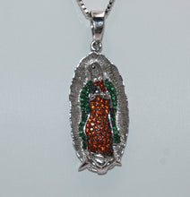 Cargar imagen en el visor de la galería, 925 Rhodium Plated Multi-Color Cz Guadalupe (Virgin Mary) #2
