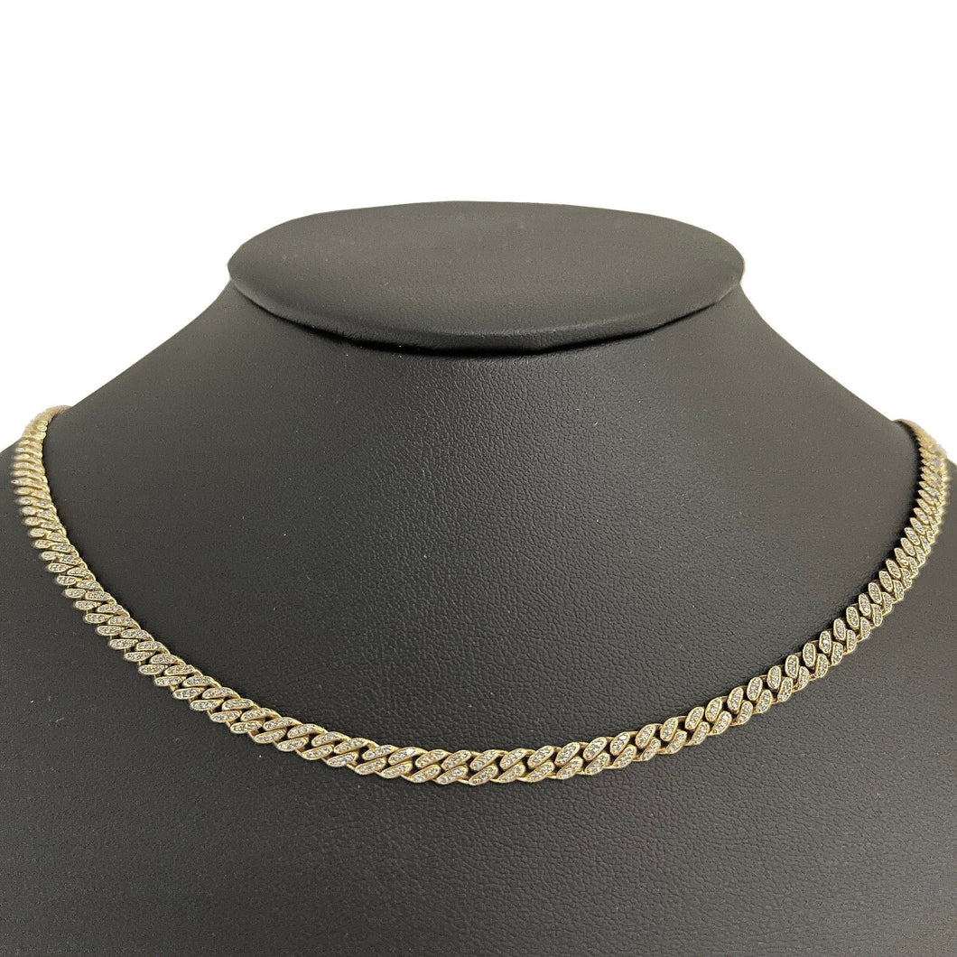 14KT Diamond Cuban Chain 18in