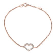 Load image into Gallery viewer, 14KT Diamond Heart Bracelet 6&quot;+ 1&quot; Extension 0.13ctw VS2
