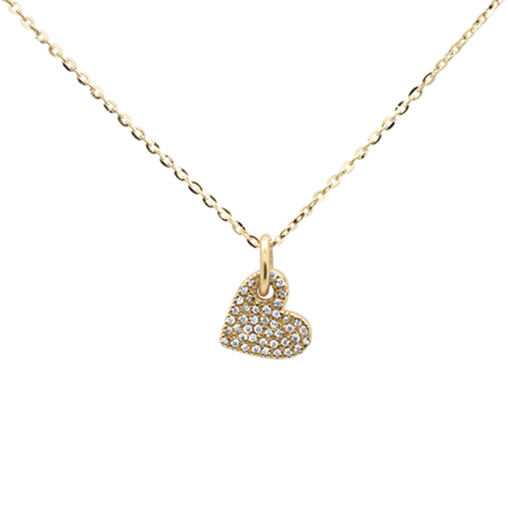 14KT Diamond Dangling Heart Pendant Necklace 0.09ctw